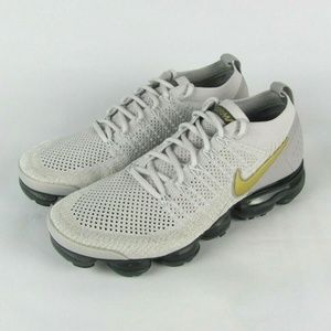 New NIKE Air Vapormax Flyknit 2 Grey Gold Shoes 11